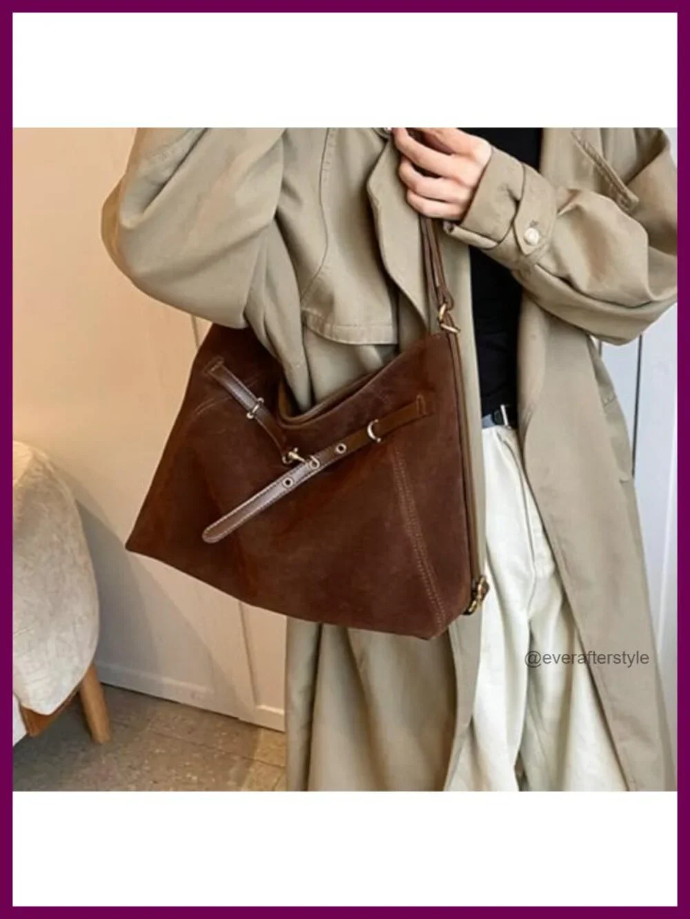 Faux Suede Crossbody Hobo Bag Shoulder Handbag Large Satchel Women Tote